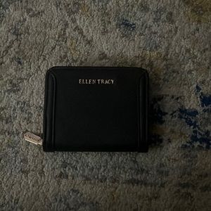 Ellen Tracy wallet. Black. Burgundy insole.